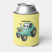 Cute happy green tractor cartoon blikjeskoeler (Blikje Achterkant)