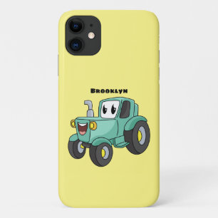 Cute happy green tractor cartoon iPhone 11 hoesje