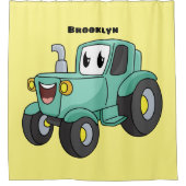 Cute happy green tractor cartoon douchegordijn (Voorkant)