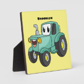 Cute happy green tractor cartoon fotoplaat (Voorkant)