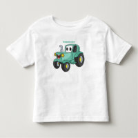 Cute happy green tractor cartoon