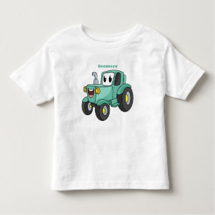 Cute happy green tractor cartoon kinder shirts
