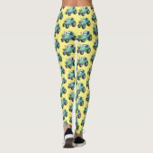 Cute happy green tractor cartoon leggings (Achterkant)
