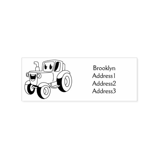 Cute happy green tractor cartoon 	rubberstempel (Afrduk)