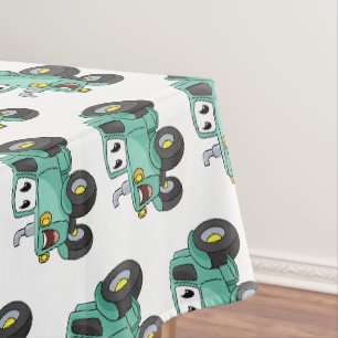 Cute happy green tractor cartoon tafelkleed