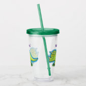 Cute happy green triceratops dinosaur cartoon acryl drinkbeker (Links)