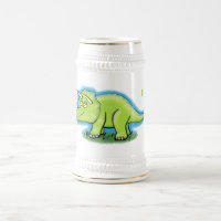 Cute happy green triceratops dinosaur cartoon