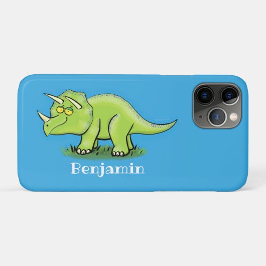 Cute happy green triceratops dinosaur cartoon Case-Mate iPhone case (Achterkant (horizontaal))