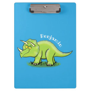 Cute happy green triceratops dinosaur cartoon klembord