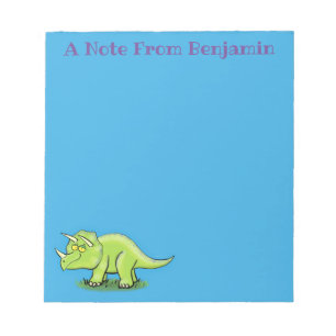 Cute happy green triceratops dinosaur cartoon notitieblok