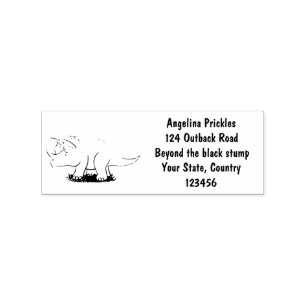 Cute happy green triceratops dinosaur cartoon rubberstempel