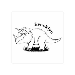Cute happy green triceratops dinosaur cartoon rubberstempel