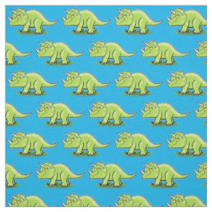 Cute happy green triceratops dinosaur cartoon stof