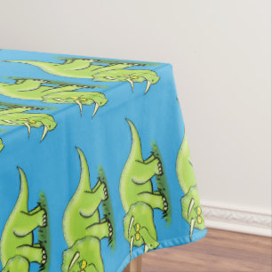 Cute happy green triceratops dinosaur cartoon tafelkleed