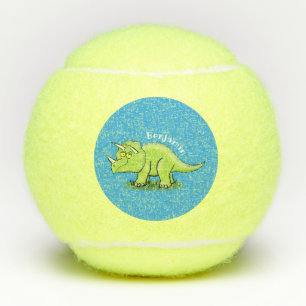 Cute happy green triceratops dinosaur cartoon tennisballen