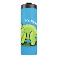 Cute happy green triceratops dinosaur cartoon