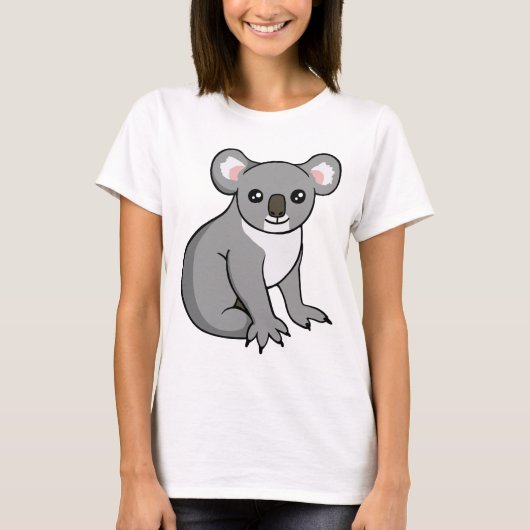 Cute Happy Grey Koala Tekening T-shirt (Voorkant)