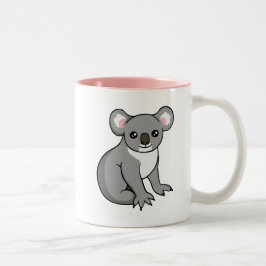 Cute Happy Grey Koala Tekening Two-tone roze Mok