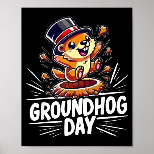 Cute Happy Groundhog Day February 2nd Phils Holida Poster (Voorkant)