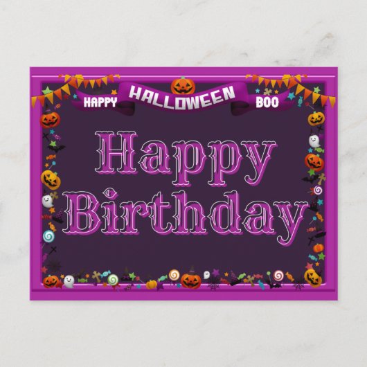 Cute Happy Halloween/Birthday Briefkaart (Voorkant)