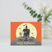 Cute Happy Halloween Haunted House Briefkaart (Staand voorkant)