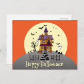 Cute Happy Halloween Haunted House Briefkaart (Voorkant / Achterkant)
