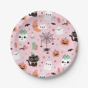 Cute Happy Halloween Pattern Party PinkPaper Bord