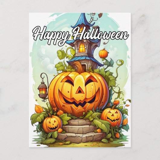 Cute Happy Halloween Pumpkin Briefkaart (Voorkant)
