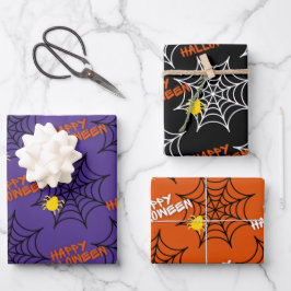 Cute Happy Halloween Spider Web Pattern Inpakpapier Vel