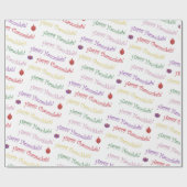 Cute Happy Hannukah, Channulah Cadeaupapier (Vlak)