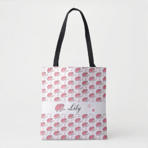 Cute Happy Hedgel Pattern Pink White Draagtas