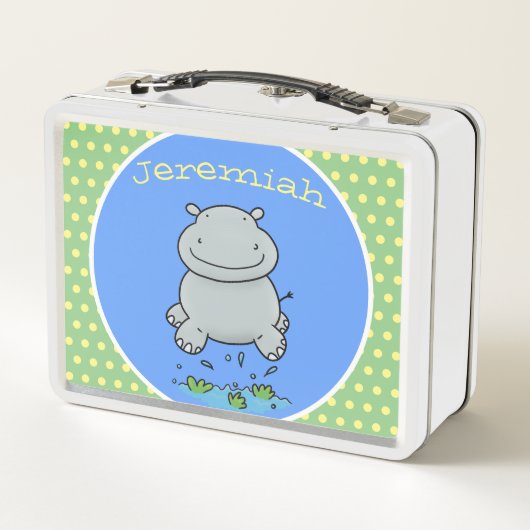 Cute happy hippo cartoon illustratie (Achterkant)