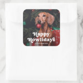Cute Happy Howlidays | Kerstmis met uw hond Vierkante Sticker (Tas)