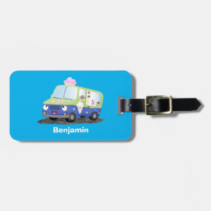 Cute happy ice roomtruck cartoon bagagelabel