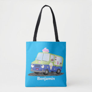 Cute happy ice roomtruck cartoon draagtas