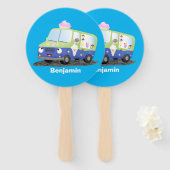 Cute happy ice roomtruck cartoon handwaaier (Voorkant en achterkant)