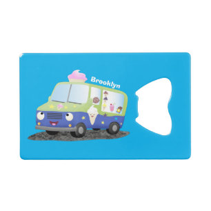 Cute happy ice roomtruck cartoon kredietkaart flessenopener