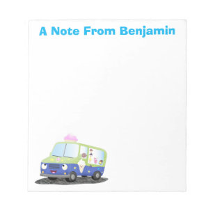 Cute happy ice roomtruck cartoon notitieblok