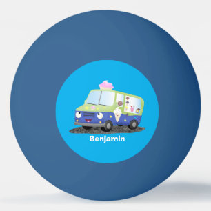 Cute happy ice roomtruck cartoon pingpongballen