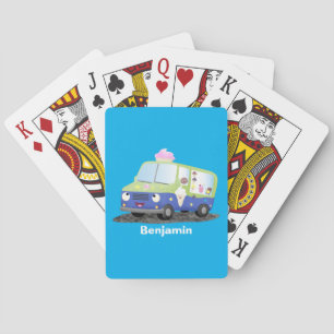 Cute happy ice roomtruck cartoon pokerkaarten