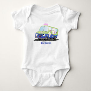 Cute happy ice roomtruck cartoon romper