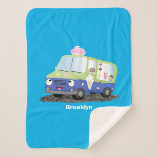 Cute happy ice roomtruck cartoon sherpa deken