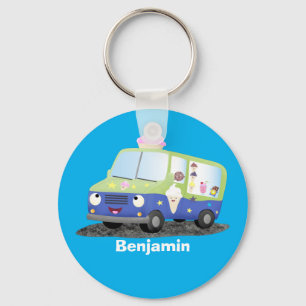 Cute happy ice roomtruck cartoon sleutelhanger
