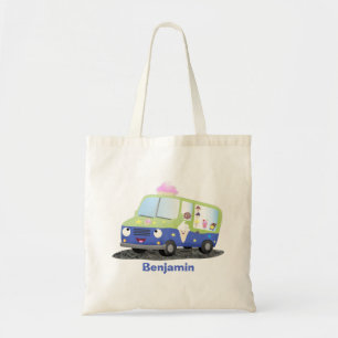 Cute happy ice roomtruck cartoon tote bag