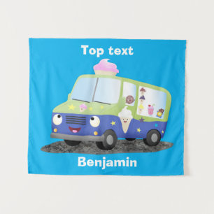 Cute happy ice roomtruck cartoon wandkleed