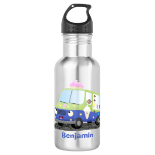 Cute happy ice roomtruck cartoon waterfles