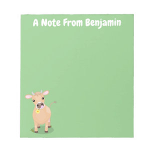 Cute happy jersey koe and flower cartoon notitieblok