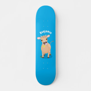 Cute happy jersey koe and flower cartoon skateboard