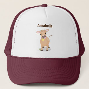 Cute happy jersey koe and flower cartoon trucker pet