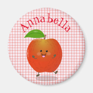 Cute happy kawaii apple cartoon magneet